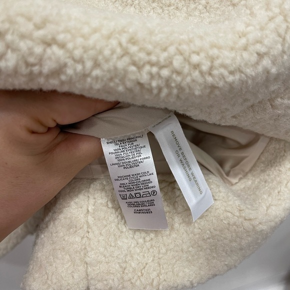 Loft Faux Shearling Aviator Moto Coat Jacket Grey Sand Heavy Weight Buckle XL - Picture 10 of 12